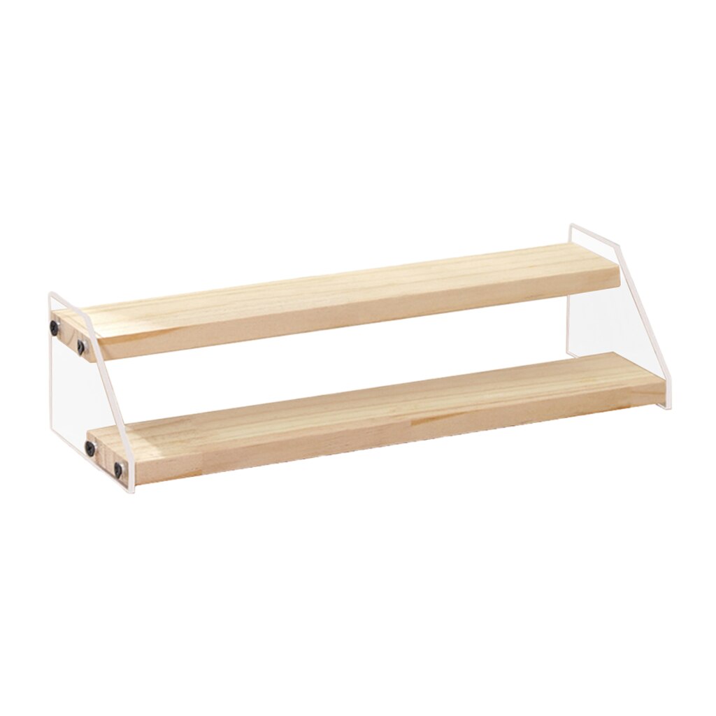 Acrylic Display Riser Wooden Rack Stand Clear Doll Toy Organizer Jewelry Showcase Displays Shelf: 30.5x7.5x5.5cm