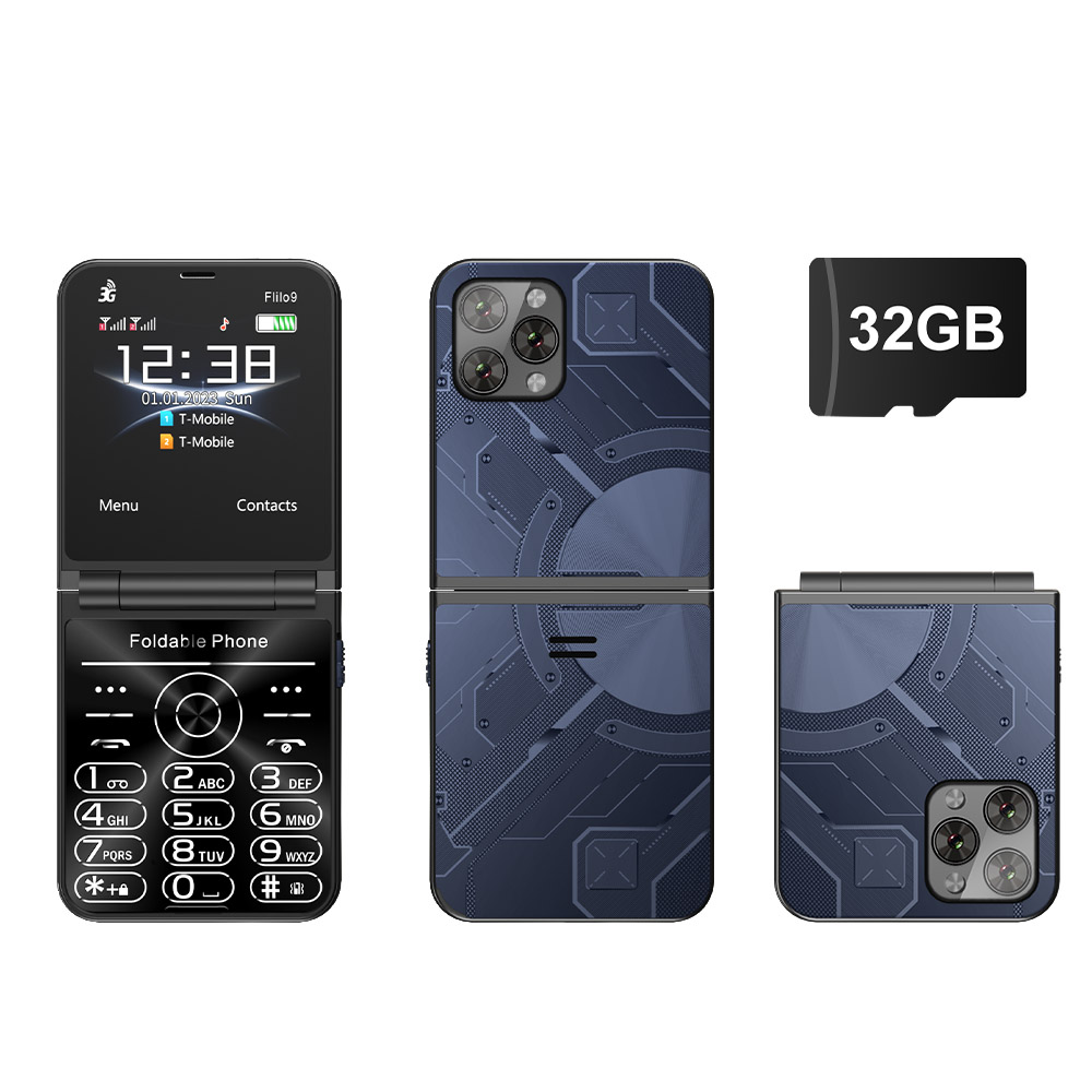 SERVO Flilo9 teléfono móvil plegable Dual SIM llamada en espera grabación velocidad Dial Radio FM antorcha 3G WCDMA botón plegable teléfonos móviles: Rojo