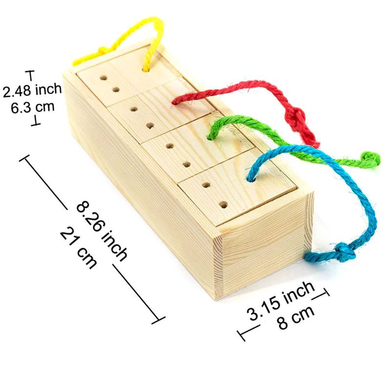 Bird Parrot Intelligence Toy Wooden Box Food Foraging Feeder Cage Feeding Toys Treat Training for Budgie Parakeet Cockatiel C42