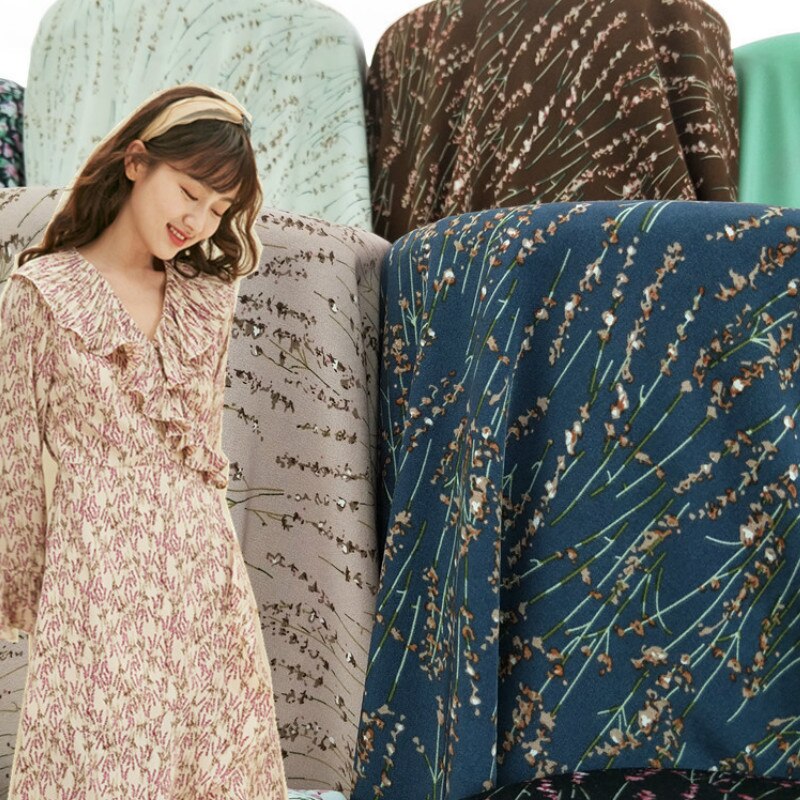 Stof print chiffon blomstret nederdel stof skjorte nederdel kjole kjole drapering stof