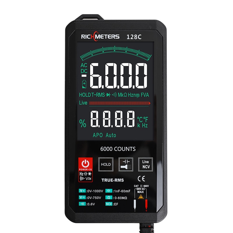 Digital Multimeter Touch Sensitive Resistance NCV Capacitance Pocket Type Intelligent Scanning Tools 618c