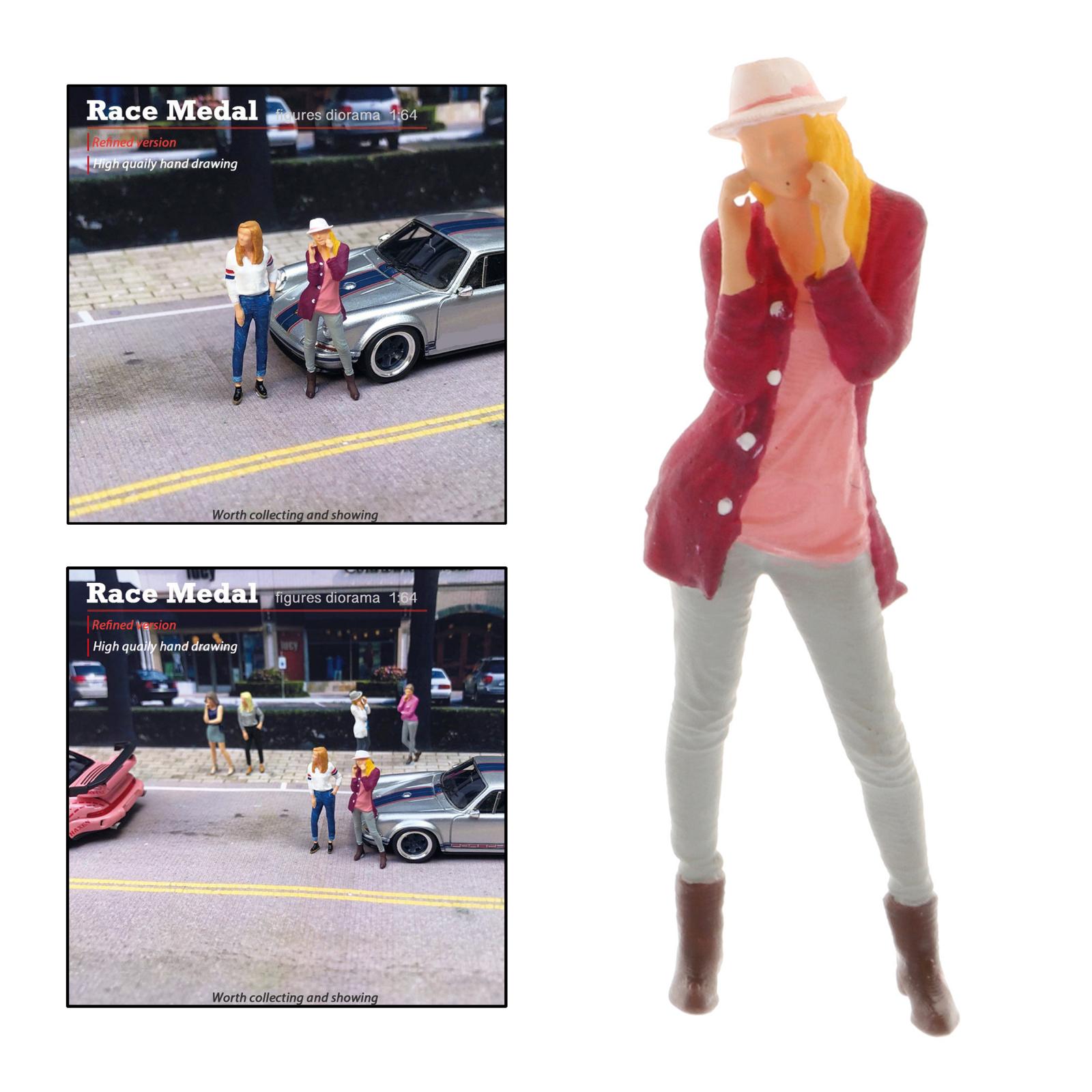 Miniature Diorama Painted Figure Resin Women Model Street Building Desktop Decor Accessories: style 3