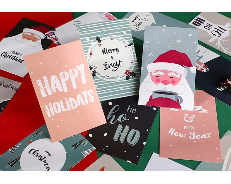 30 stk / sæt god jul julemanden postkort diy tegneserie lykønskningskort beskedkort xmas og år