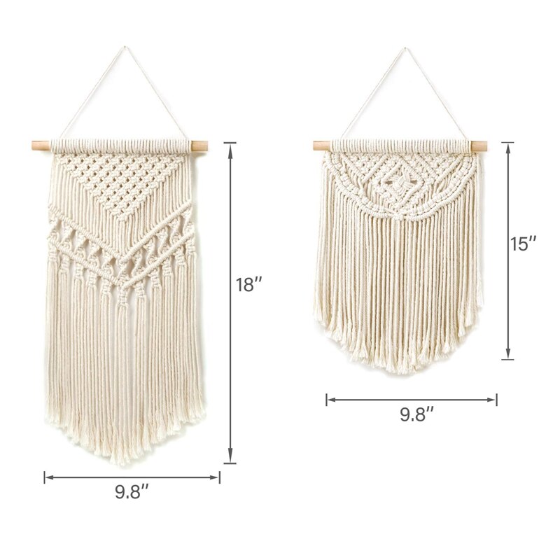2 Pcs Macrame Wall Hanging Small Woven Tapestry Wall Art Decor,Boho Chic Home Decor Apartment Dorm Room Party Decoration