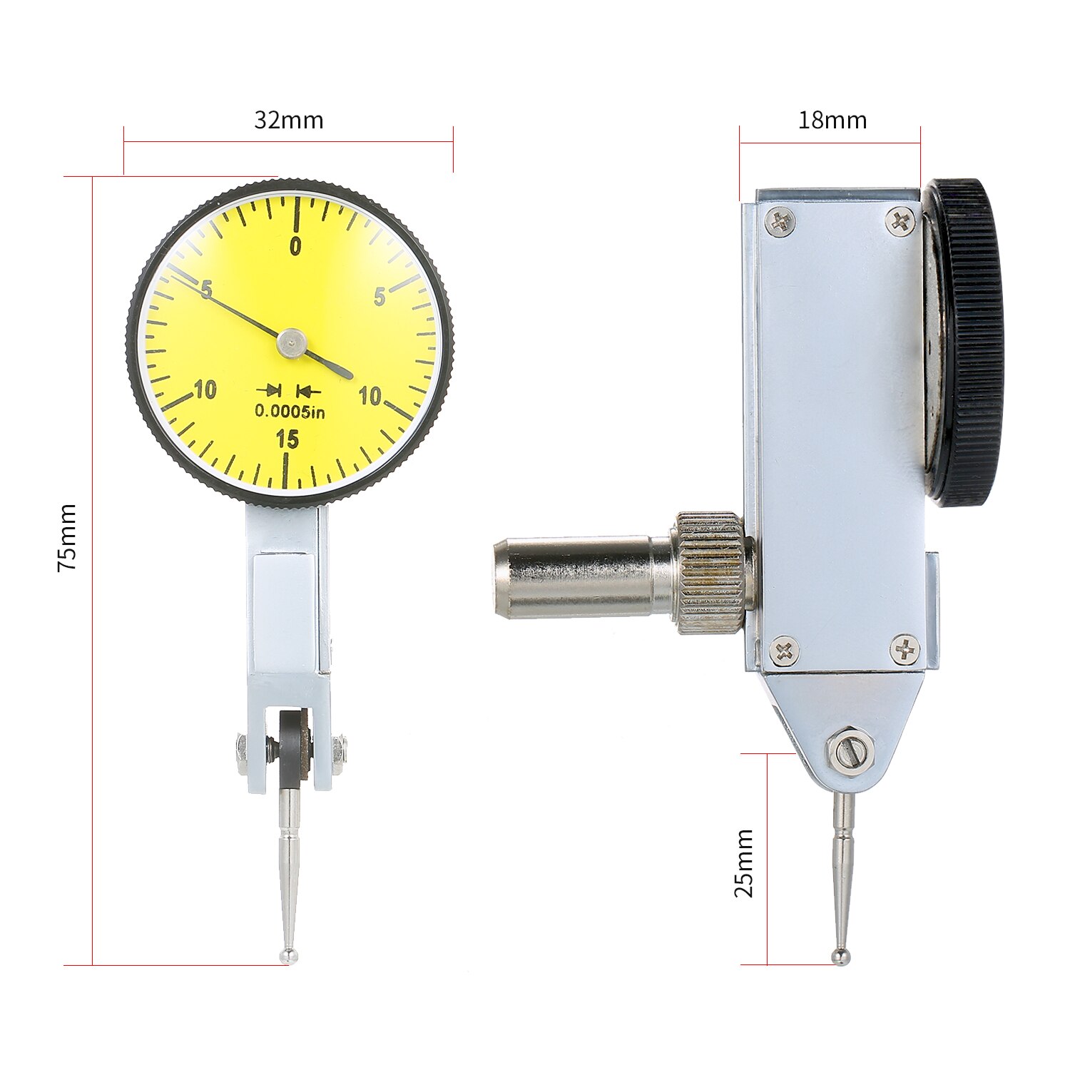 0-0.8mm 0-15-0 Level Gauge Scale Precision Metric Dovetail Rails Dial Test Indicator Dial indicator Measuring Instrument Tool