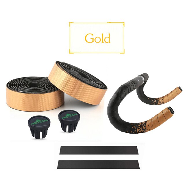 Bande élastique pour guidon de vélo, sangle de couverture d&#39;extrémité de guidon: Gold