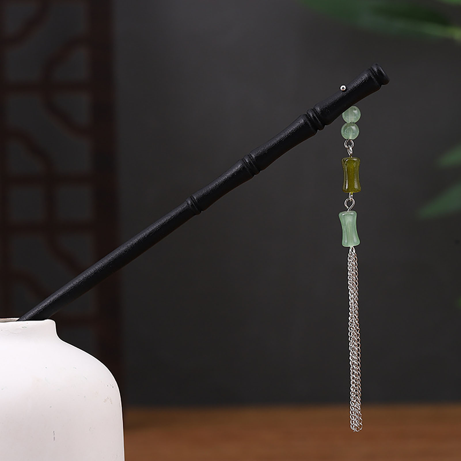 Palillos de pelo de madera de estilo chino Vintage para mujeres y niñas, horquilla con borla de Luna, Clip para el pelo, tocado Hanfu, joyería, accesorios para el cabello