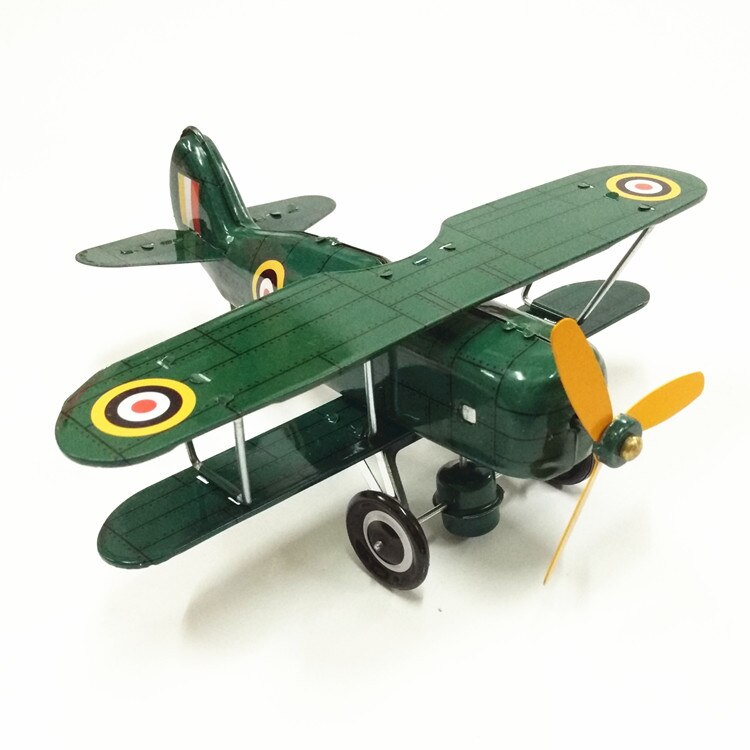 Antieke wind up speelgoed tin Vliegtuig modellen voor kinderen metalen vliegtuig modellen voor collectie MS454 Curtiss vliegtuigen