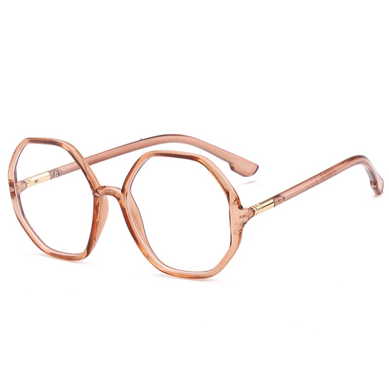 ¡Novedad de ! Gafas poligonales lisas, con luz azul montura de gafas, gafas de gran personalidad retro a la para hombres y mujeres: Naranja