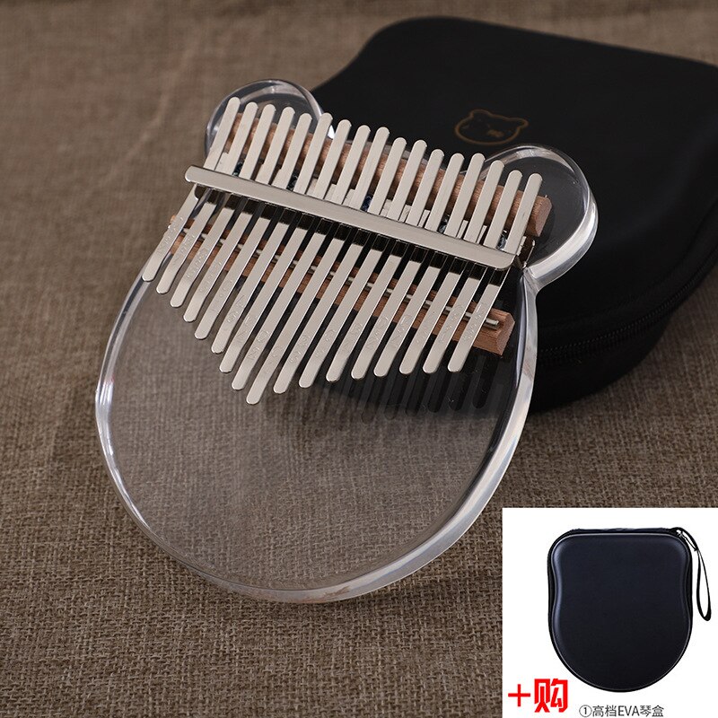 Kristal Transparante Duimen-Up Kalimba 21 Karin Bakaling Ba Piano Beginner 17-Tone Kabalin Vinger Piano: Bear  Blank  Gift Bag   Shock Proof Bag