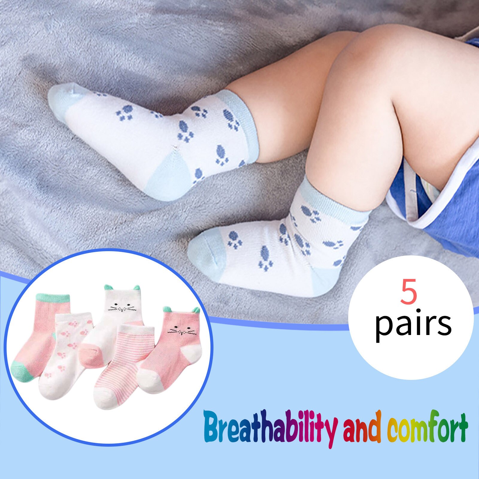 5 Paare/los freundlicher Baumwolle Socken Für Jungen Mädchen Babytoddler Mädchen Jungen Socken Atmungs Nicht-Unterhose unisex Baby Bio-Baumwolle socken