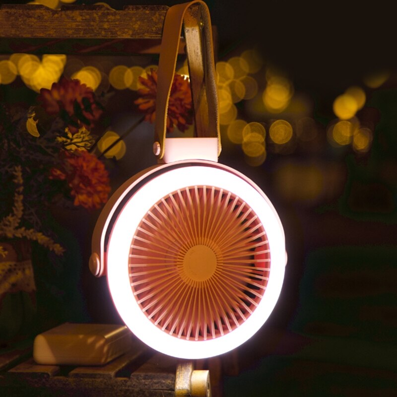 7in Ceiling Fan 3-Speed Hanging Fan with LED Lamp 2 in 1 USB Charging Ceiling Fan 2400mAh for Teacher Student