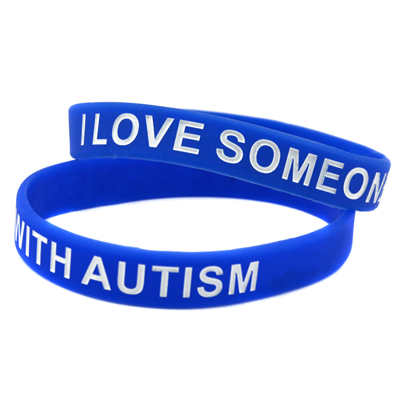 Obh 1pc ich liebe jemanden mit autismus silikonarmband blau