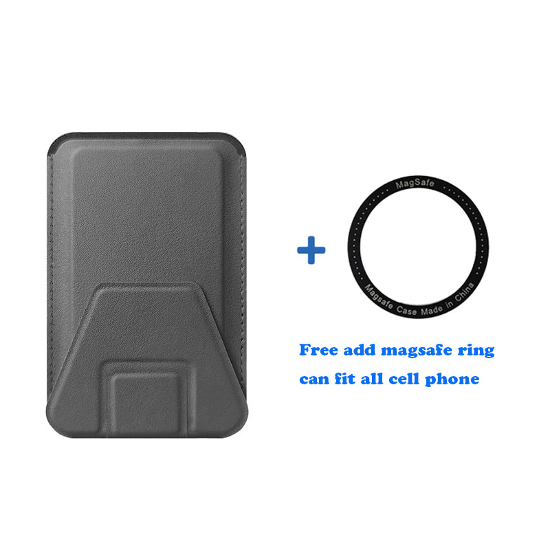 Magnetisk læderpung med skindstativ, magsafe-etui til apple iphone 15 14 13 pro max, magsafe-etui, kortholder, lomme, cover: Sort