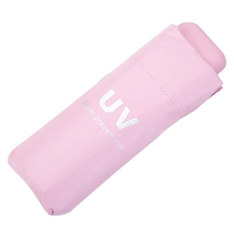 Sombrilla de vinilo para protegerse del sol upf, ligera y fresca, sombrilla de bolsillo plegable Cinco plegados para hombres y mujeres estudiantes #: Rosa