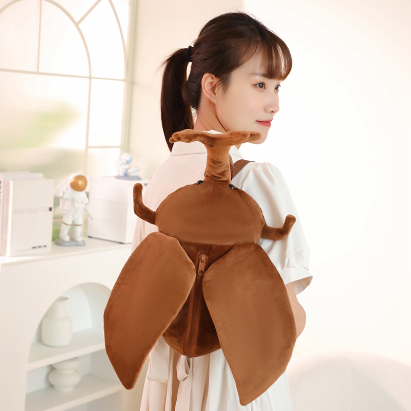 Mochilas de felpa con forma de cigarra y insecto de vaca de las tierras altas, lindas mochilas escolares esponjosas con animales, bolsas suaves Kawaii, de cumpleaños y graduación para niños