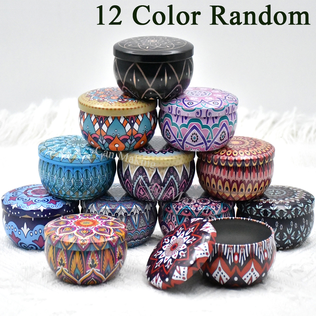 12 stuks gemengde kleur ijzeren kaars blikjes leeg blikje-doos voor het maken van kaarsen met opbergdoos voor droge kruiden en snoepjes: Oranje