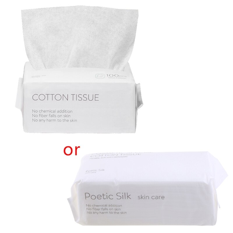 Lingettes de voyage jetables pour le visage, 100 pièces, en coton, pour maquillage, nettoyage du visage
