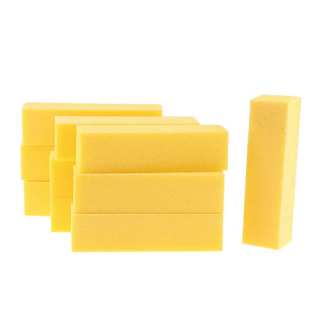 10 Pieces 4-sided File Block, Sanding Block, Buffer, Sponge, Polishing Block, Nail Files: Yellow