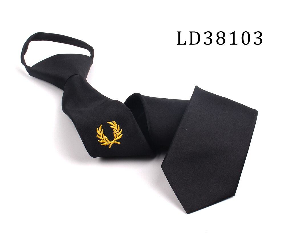 Cravate de cou à fermeture éclair noire brodée de dessin animé pour hommes et femmes, costumes pour garçons, cravate mince pour hommes, cravate de personne paresseuse Simple: LD38103