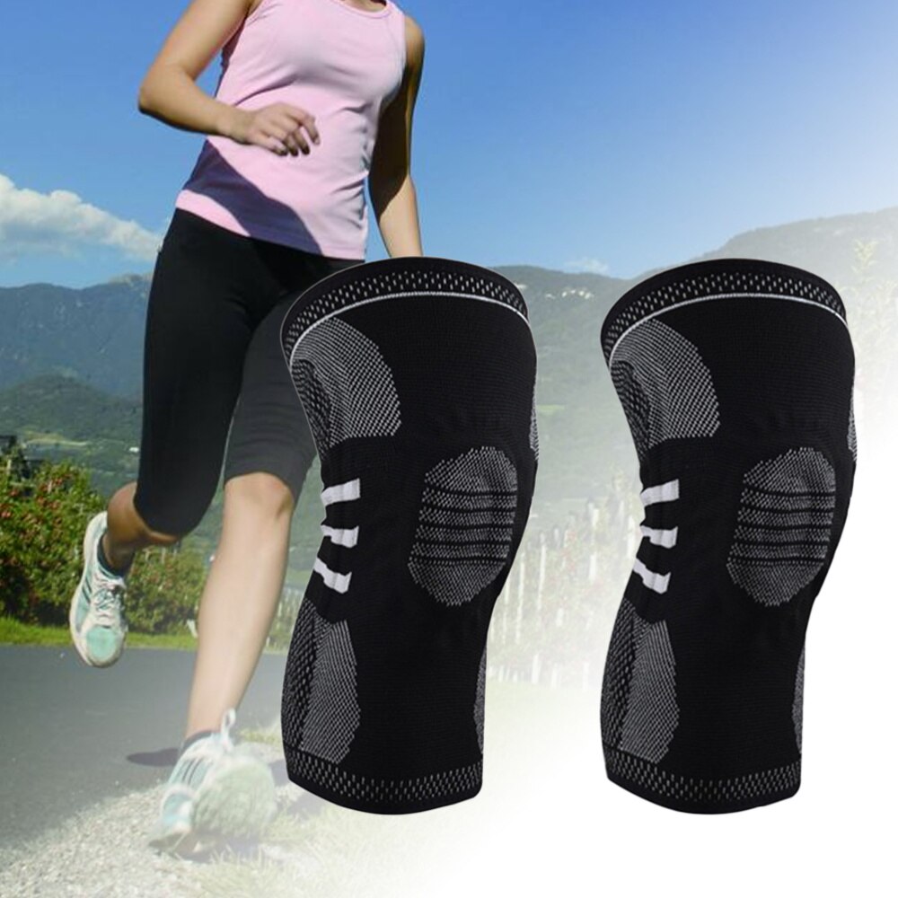 Enkele Fitness Hardlopen Fietsen Knie Ondersteuning Braces Elastische Nylon Sport Knie Pad Sleeve-Sized M (Grijs): Black