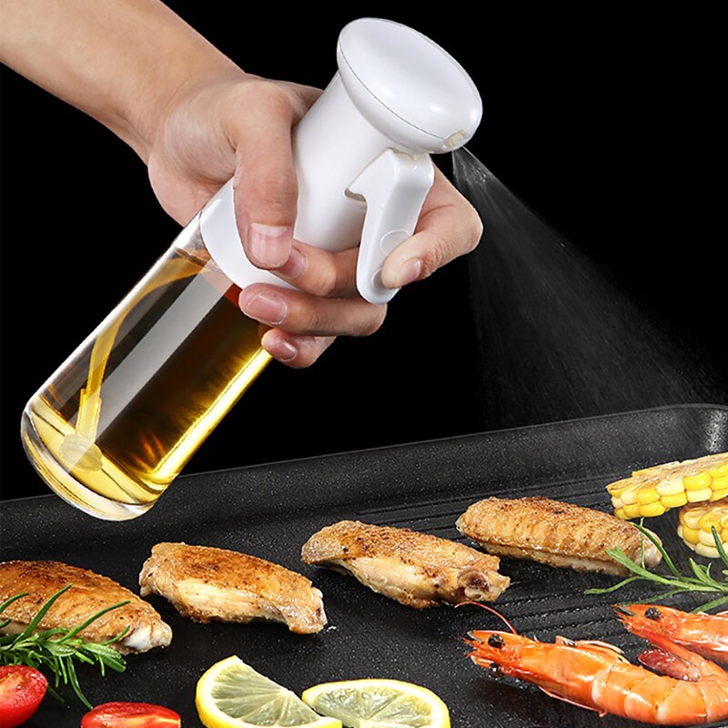Pulverizador de aceite de oliva de vidrio para cocina, dispensador de aceite para hornear, vinagre, pulverizador de niebla para barbacoa, botella de almacenamiento con pulverizador de aceite de cocina de 200ml