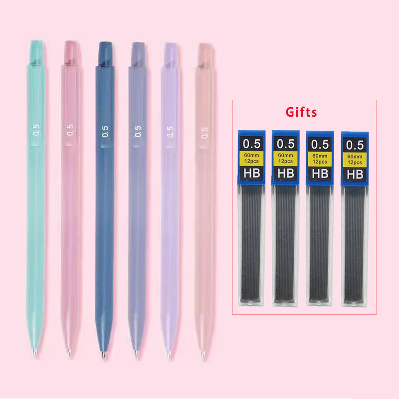 Lápiz mecánico Morandi de alto valor, bolígrafo automático móvil de 0,5mm/0,7mm, lápiz Kawaii, suministros escolares para estudiantes, papelería, 10 Uds.: Blanco