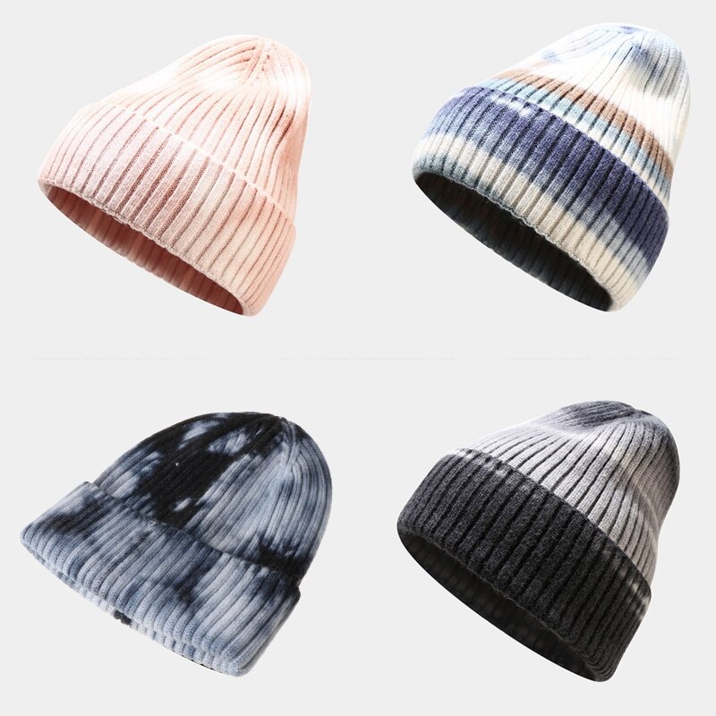 Autumn Winter Plaid Knitted Beanies Hats for Men and Women main image 0