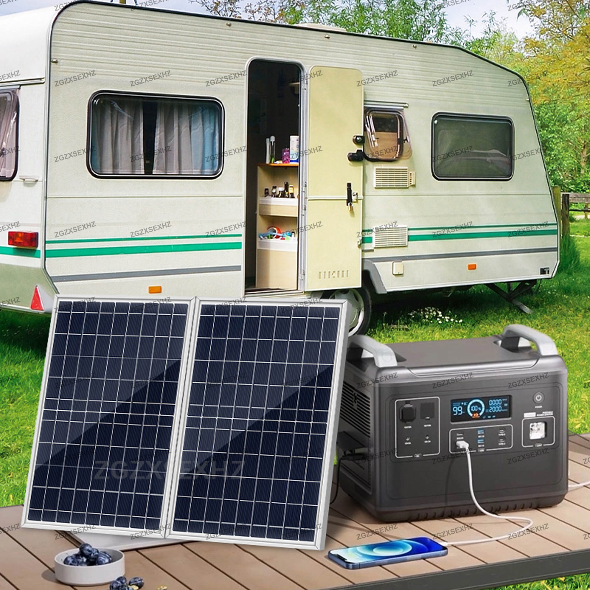 Outdoor Solar Panel 600W 12V Polycrystalline USB Power Portable Rechargeable Solar Cell Solar Generator for Home Lighting Camp