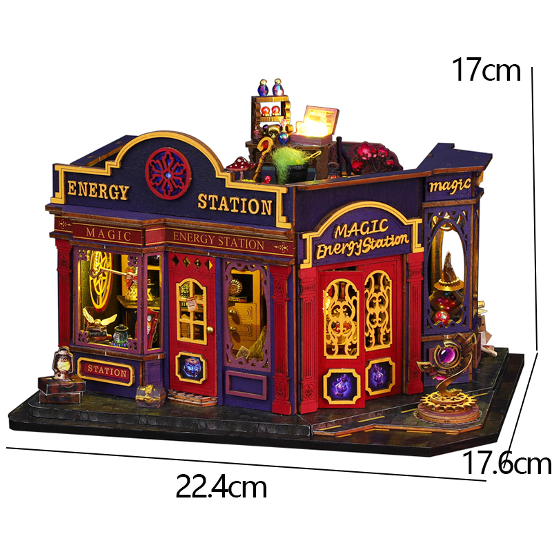 Casa de muñecas mágica, Kit de modelo de construcción de ensamblaje DIY en miniatura de madera, producción de juguetes de habitación pequeña, decoraciones con muebles: Rojo