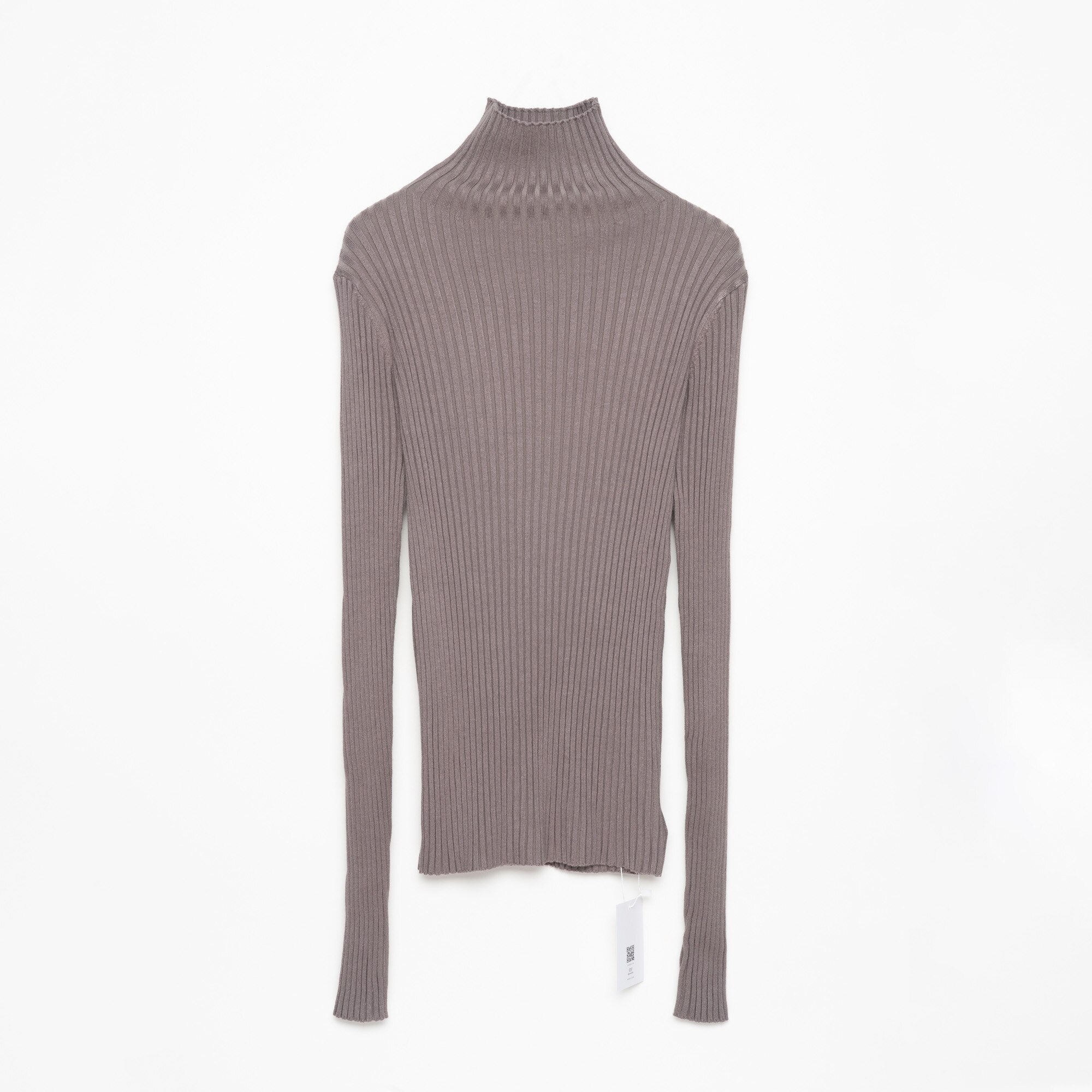 Ribbed Turtleneck Neck Sweater Women Cotton Mock Neck Sweaters Pullover Knitted Tops With Thumb Hole: Taupe