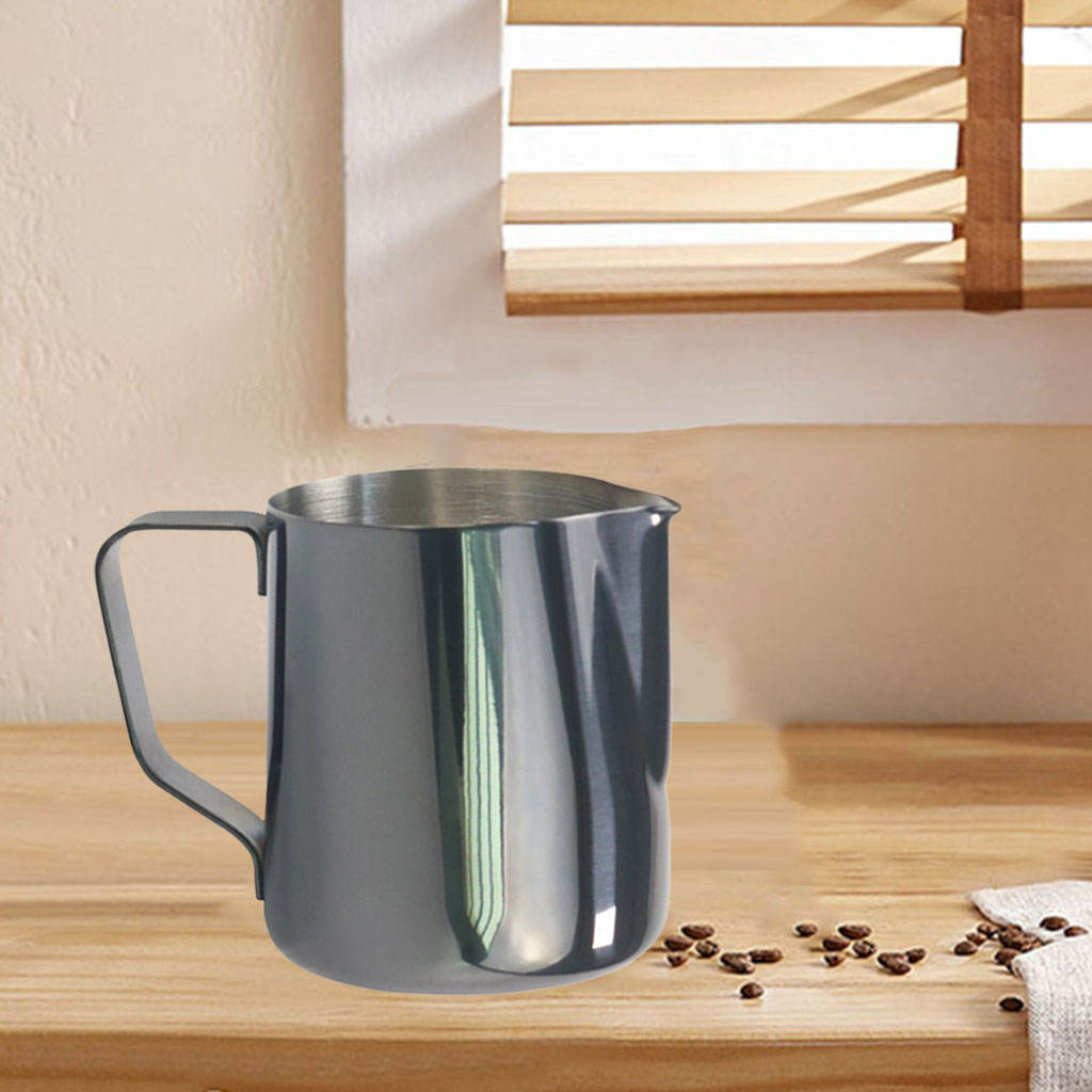 350ml/600ml Frothing Pitcher Household Milk Frothing Pitcher Pull Flower Cup for Cappuccino Latte Art Coffee Shop Milk Tea Shop: 350ml Black