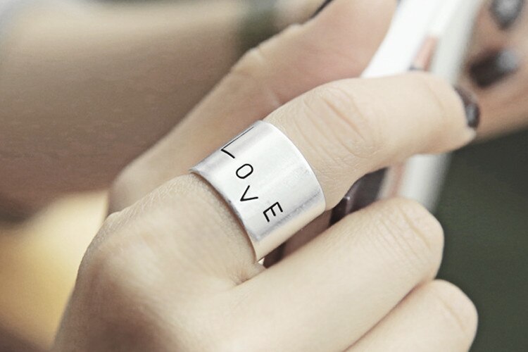 Charmant Open Liefde Brief Ring Voor Vrouwen Vintage Boho Party Ringen Gothic Punk Sieraden Cadeaus Voor Meisjes