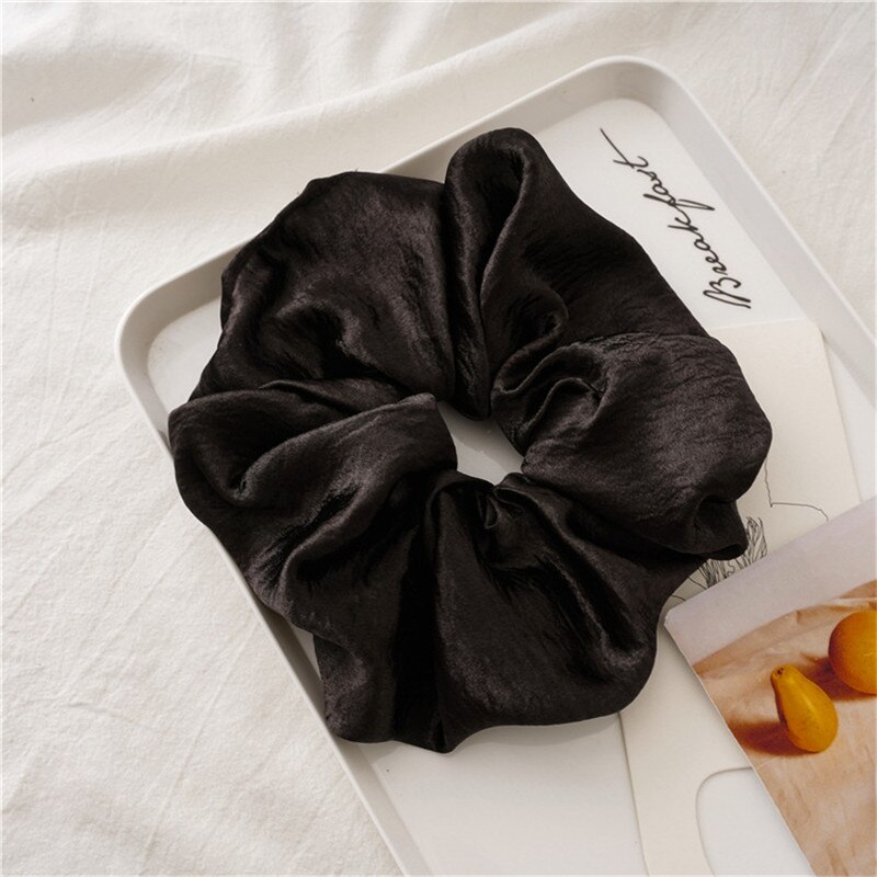 Cintas para el pelo de gran tamaño para mujer, Scrunchies de seda satinada lisa, bandas de goma para el cabello bandas elásticas para pelo, accesorios, coletero: 4