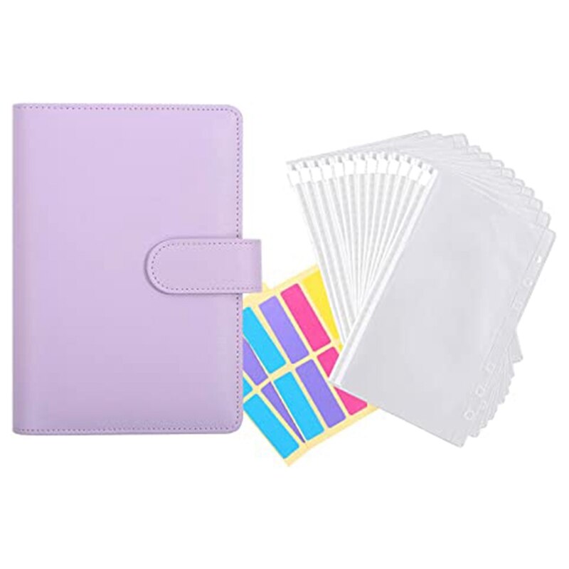 Sobres de plástico transparente A6 para Carpeta, sistema de sobre a prueba de agua, con etiquetas adhesivas, PPYY-12 unidades: Purple