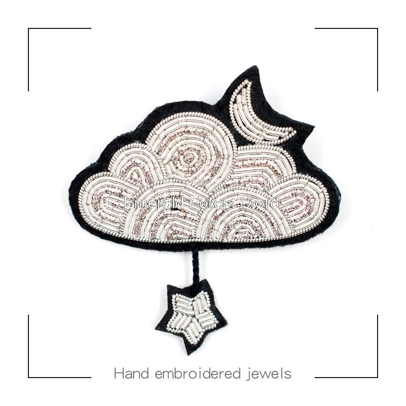 Franse Creatieve Sterren Maan Wolken Indische Zijde Hand Borduren Badge, Pins Voor Rugzakken