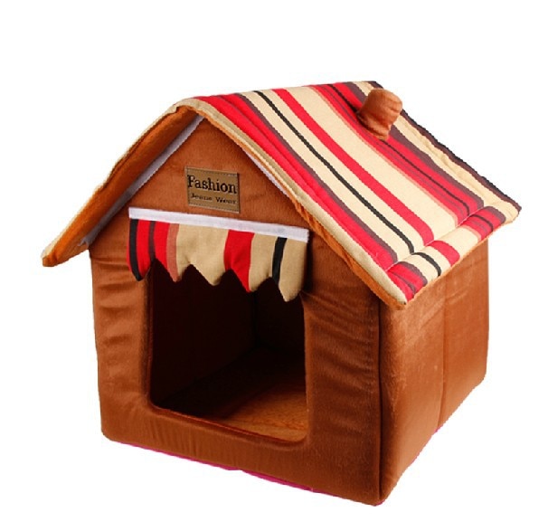 Niche pliable en forme de dessin animé | Lit pour chien, niche pour animal de compagnie, nid de chiot, niche maison pour animal de compagnie, rouge vert jaune bleu,: Brown / M