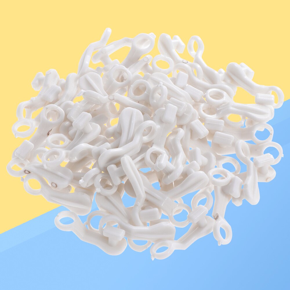 100pcs S Shape Rod Slides Gliders Hooks Shower Window Door Curtain Accessories for Living Room Bathroom Bedroom: White