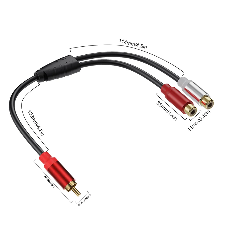 RCA Kabel Splitter 1 in 2 Out Stecker auf Buchse Audio Kabel Stecker Konverter Auto Verstärker Lautsprecher Heimkino Verlängern Draht Adapter