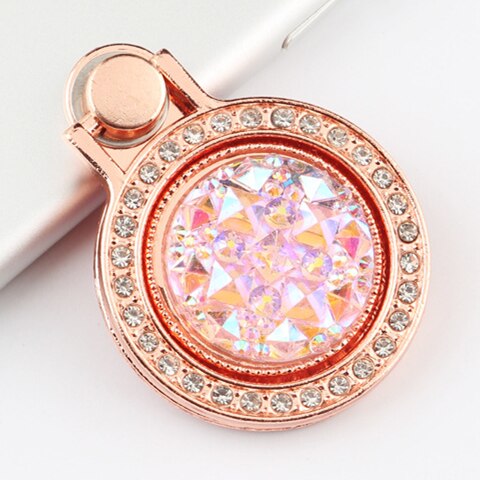 Luxury Diamond Shiny Metal Mobile Phone Ring Stand Stick Socket 360 Holder Cell Phone Telephone Support for mobile phones: zs rose