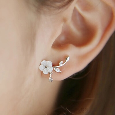 Novedad, gran , de flor de perla a la , aretes de Plata de Ley 925 para mujer, de Navidad antialérgicos