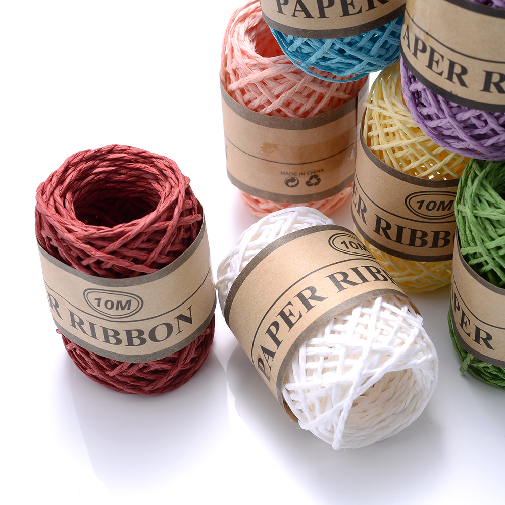 10 meter/rulle raffia papirreb blomsteremballage materiale gør-det-selv håndværk maleri fest bryllup dekoration tilbehør