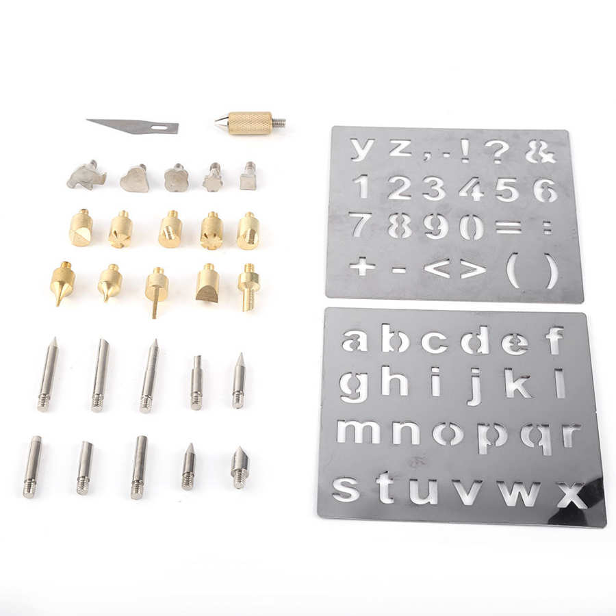 Pyrography Wood Burning Alphabet Numbers Symbols Stamps DIY Set Kit