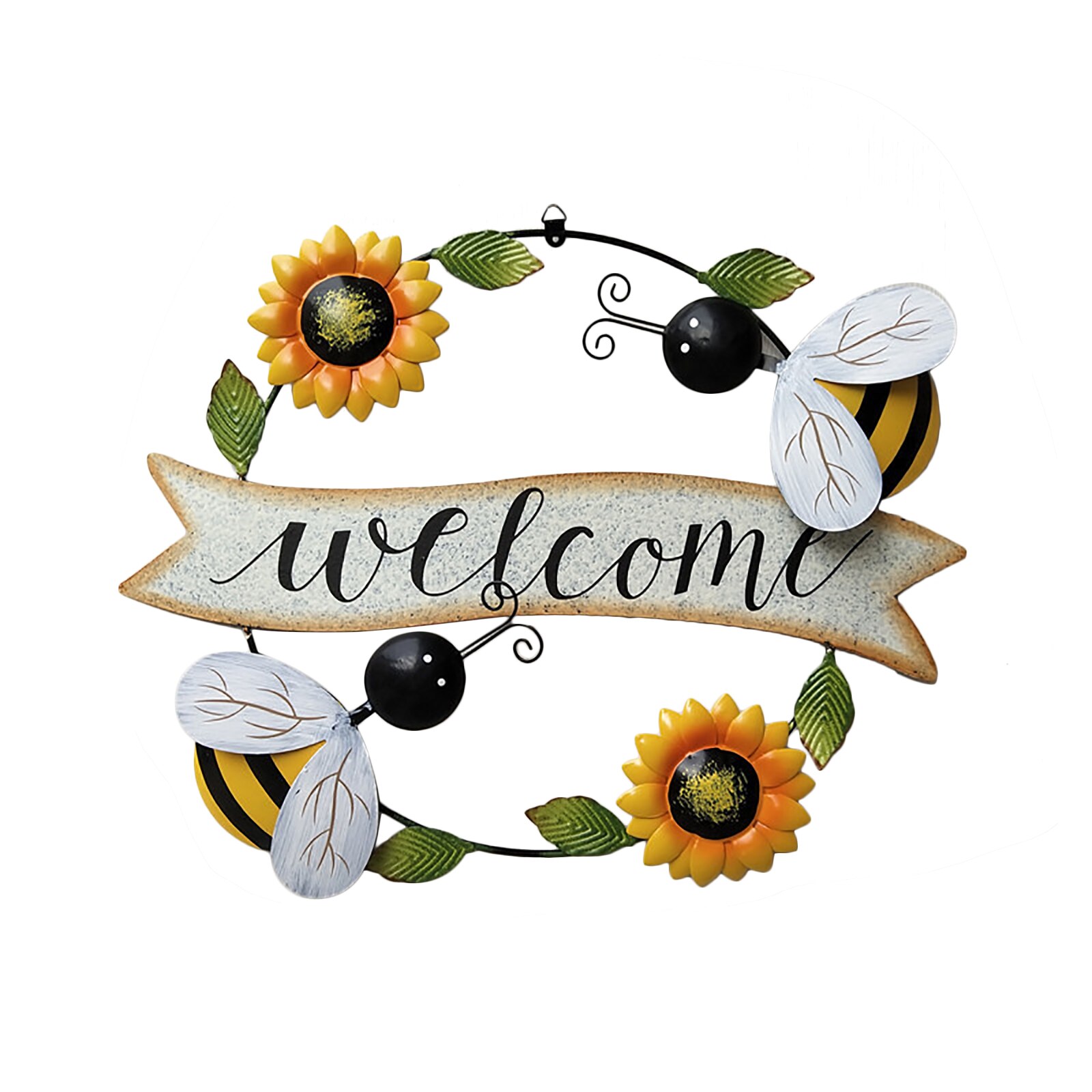 Teken Plaques Zonnebloem Welkom Little Bee Iron Ornamenten Muur Decoratie Thuis Gelieve Outdoor Krans Decoratieve Kleine Hanger: WHITE