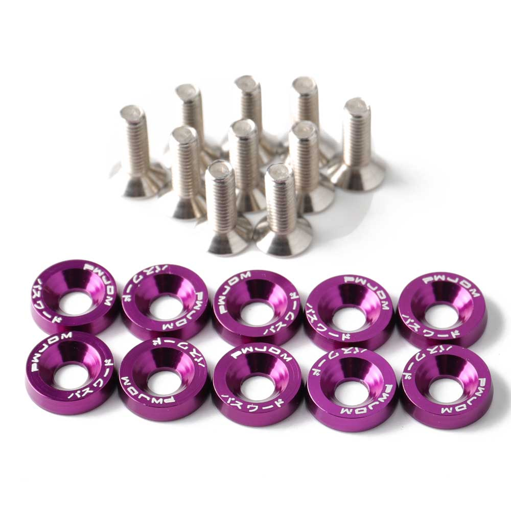 10 st/set cnc-behandlad aluminiumpackning motorrumsbytessats skärmbricka med 10 st  m6 x 20mm bultar: Svart