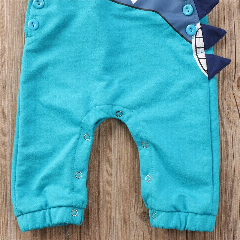 Infant Baby Boy Girl Clothes Sleeveless Cartoon Costume Dinosaur Romper Button Jumpsuit Outfit Set