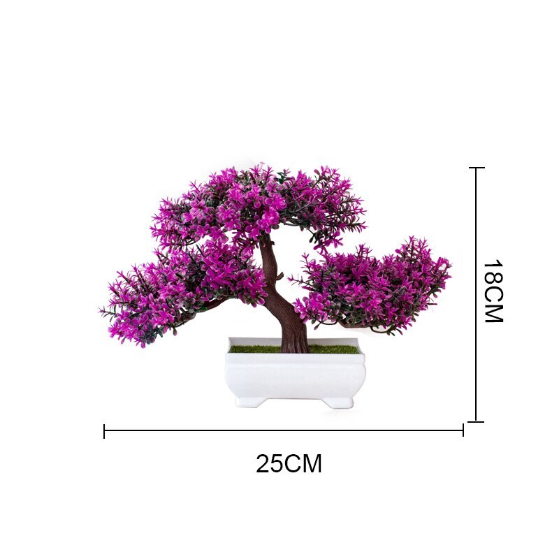 Kunstplanten Pine Bonsai Kleine Boom Pot Planten Nep Bloemen Ingemaakte Ornamenten Voor Home Decoratie Hotel Tuin Decor: purple