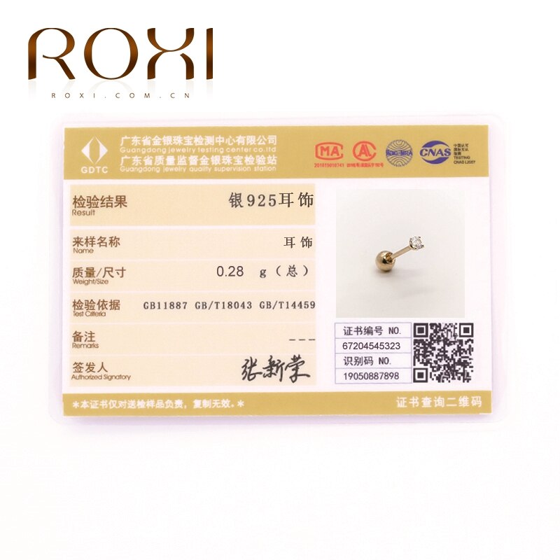 ROXI Minimalismus Einzigen Zirkon Kristall Gewinde Kleine Stud Ohrringe für Frauen Mädchen Dünne Feine Schmuck 925 Sterling Silber Ohrringe