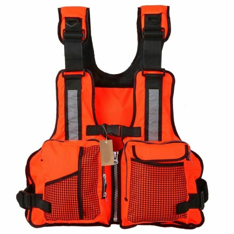 Four Color Adult Women Men Adjustable Buoyancy Aid Swimming Boating Sailing Fishing Kayak Life Jacket Vest Preservers: Orange