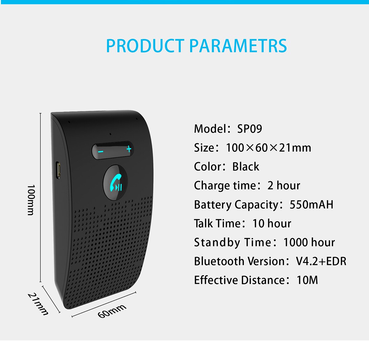 Bluetooth Audio Receiver Car Kit bluetooth 5.0 handsfree sun visor wireless Speaker phone multi-point call manos libres coche